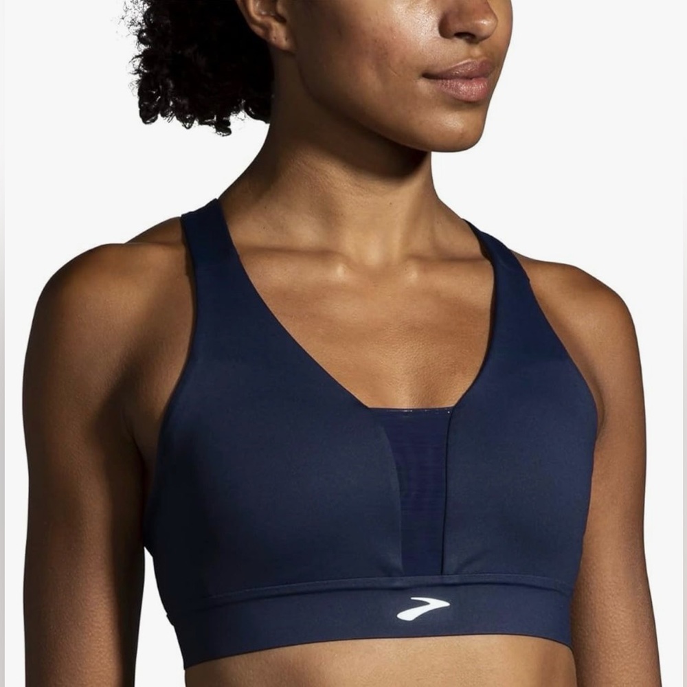 Brooks Plunge Sports Bra for Running Jogging Workouts Sports Sz S Navy No Pads - Picture 2 of 5